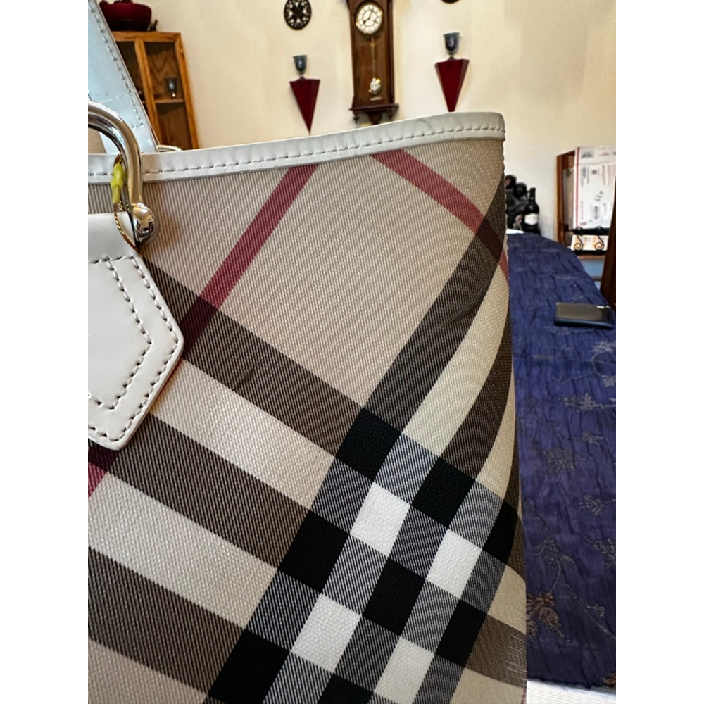 Burberry Beige & Burgundy Multi-Color Tote Bag - Picture 5 of 16